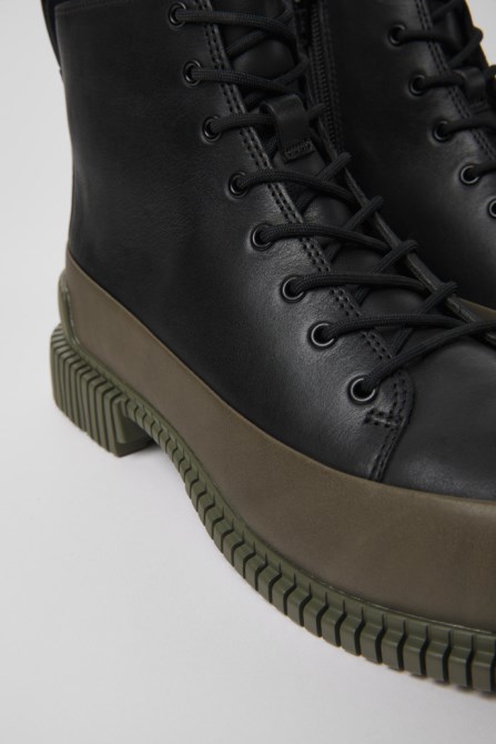 Camper Pix Black And Green Leather Ankle Boots For Women New Arrivals