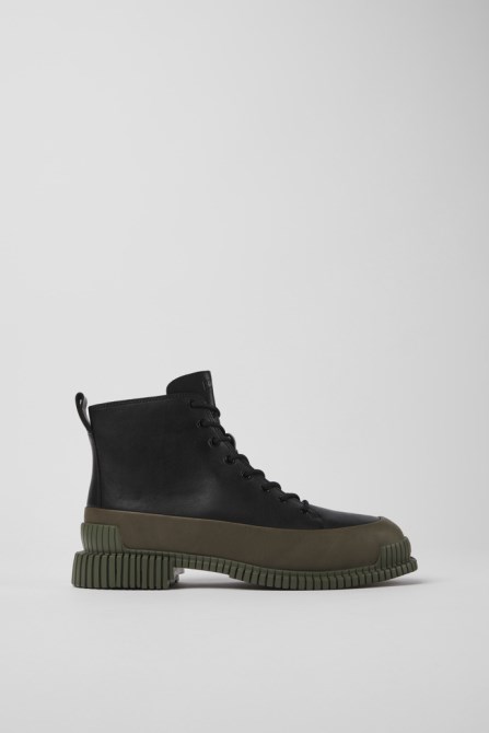 Camper Pix Black And Green Leather Ankle Boots For Women New Arrivals