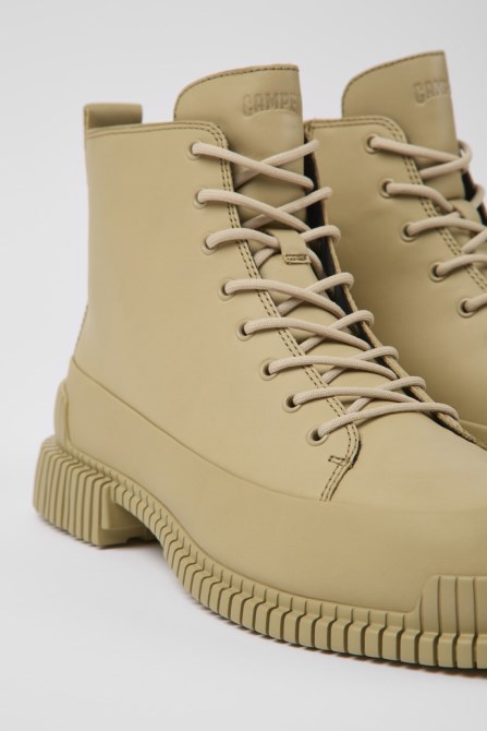 Camper Design Pix Beige Leather Ankle Boots For Women