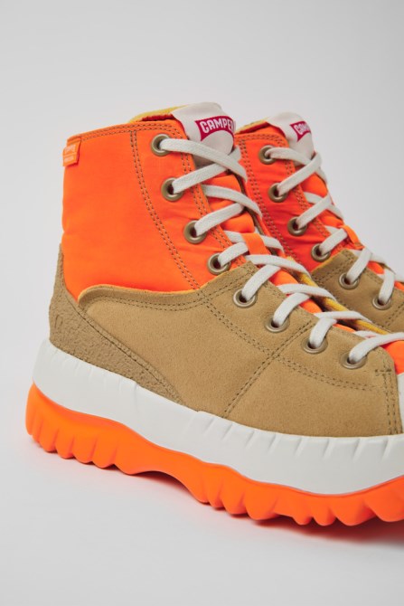 Camper Teix Orange And Beige Ankle Boots For Women New Arrivals