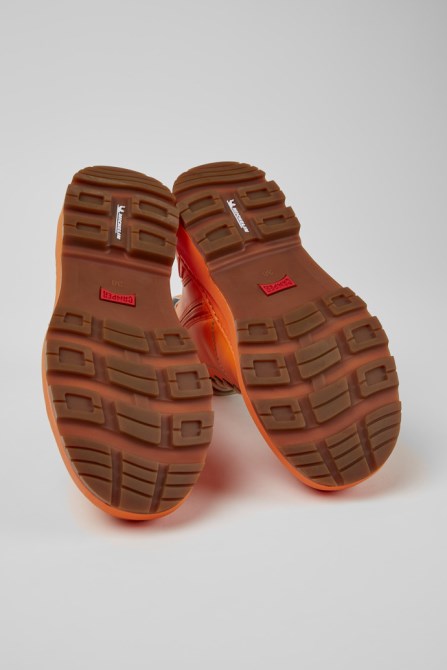 Camper Brutus Trek Michelin Orange Leather Ankle Boots For Women New Arrivals