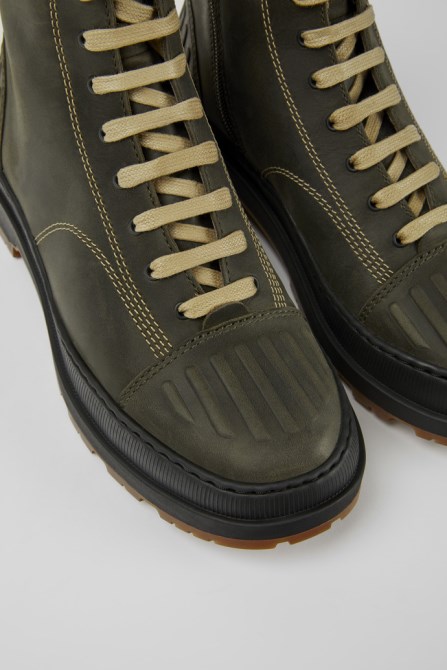 Brutus Trek Michelin Dark Green Nubuck Ankle Boots For Women Camper New Arrivals