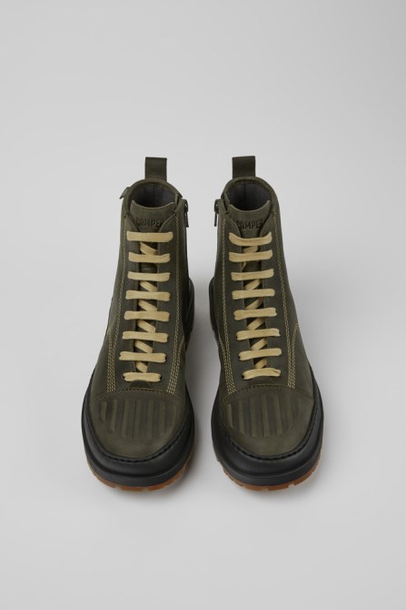 Brutus Trek Michelin Dark Green Nubuck Ankle Boots For Women Camper New Arrivals