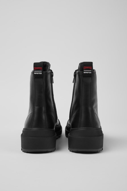 Design Brutus Trek Gore-Tex Black Leather Lace-Up Ankle Boots For Women Camper