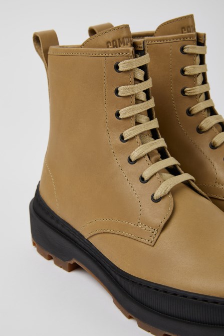 Brutus Trek Michelin Beige Leather Ankle Boots For Women Camper New Arrivals