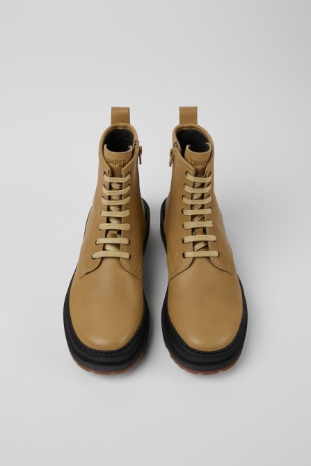 Brutus Trek Michelin Beige Leather Ankle Boots For Women Camper New Arrivals