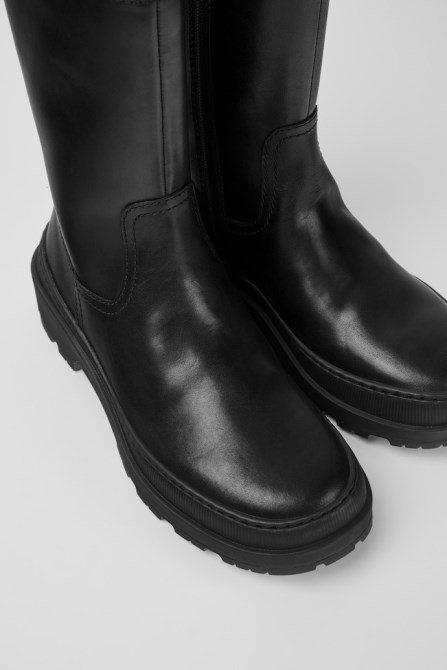 Design Brutus Trek Michelin Black Leather Ankle Boots For Women Camper