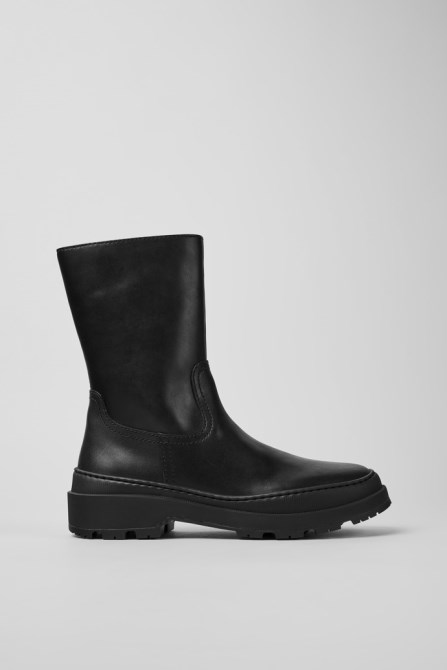 Design Brutus Trek Michelin Black Leather Ankle Boots For Women Camper