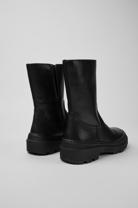 Design Brutus Trek Michelin Black Leather Ankle Boots For Women Camper