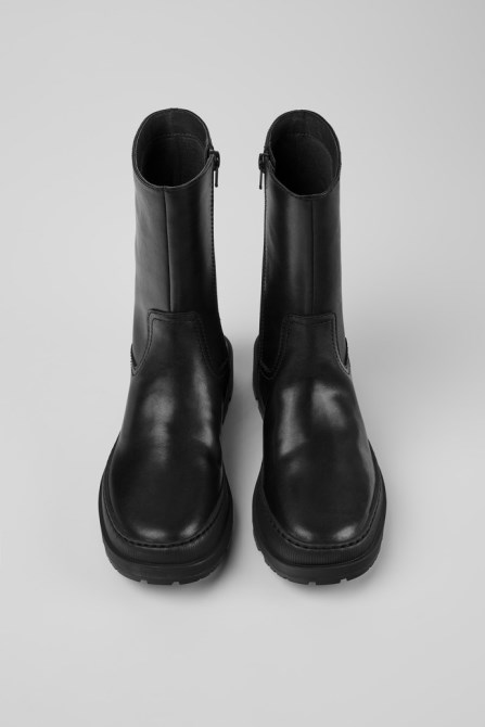 Design Brutus Trek Michelin Black Leather Ankle Boots For Women Camper