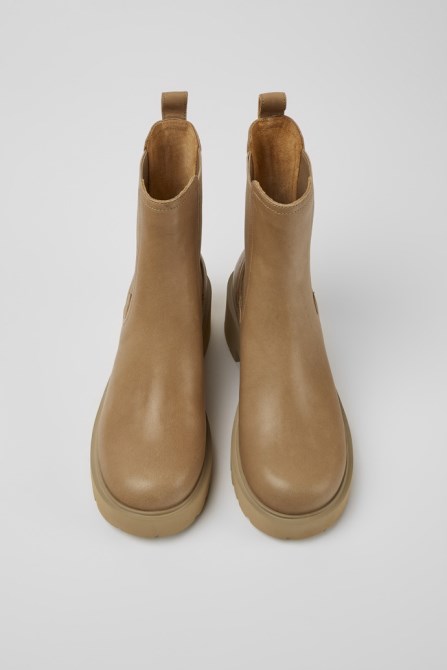 Camper Design Milah Beige Leather Chelsea Boots For Women