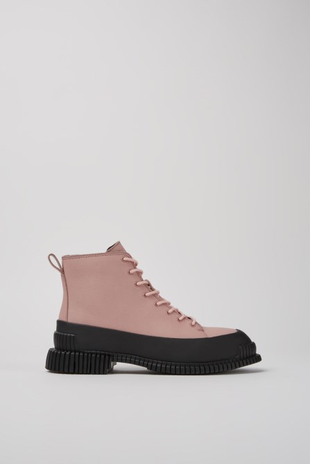 Exclusive Camper Pix Pink And Black Leather Lace-Up Boots For Women