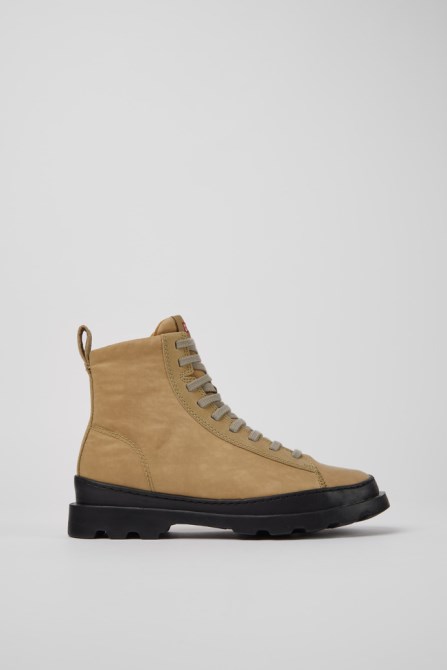 Camper Design Brutus Beige Textile And Leather Ankle Boots For Women