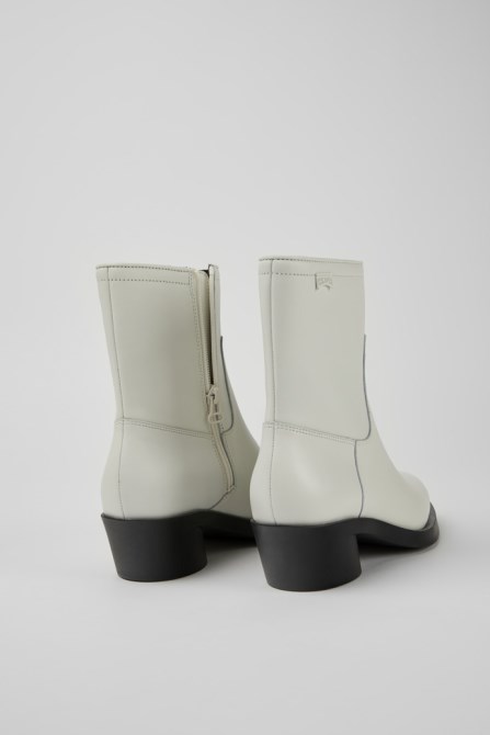 Camper Bonnie White Leather Ankle Boots For Women New Arrivals