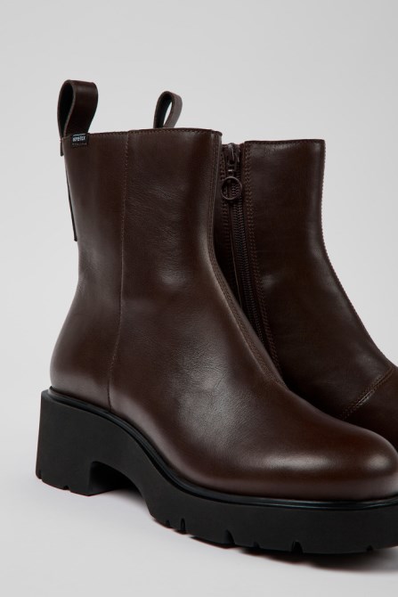 Milah Gore-Tex Brown Leather Zip Boots For Women Exclusive Camper