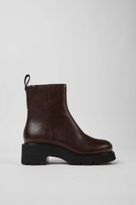 Milah Gore-Tex Brown Leather Zip Boots For Women Exclusive Camper