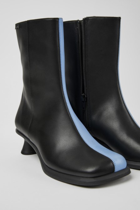 Camper Twins Blue And Black Leather Ankle Boots For Women New Arrivals