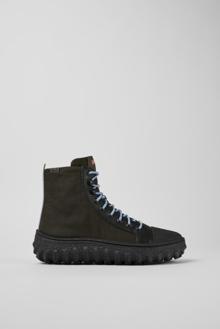 Camper Design Ground Michelin Dark Green Textile And Leather Ankle Boots For Women