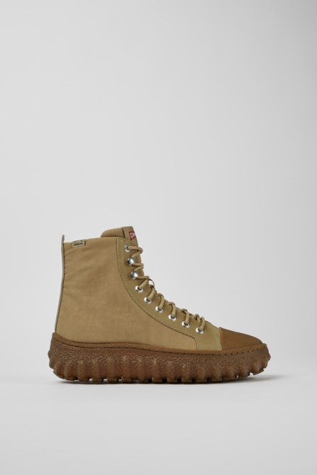 Ground Michelin Beige Textile And Leather Ankle Boots For Women Camper New Arrivals