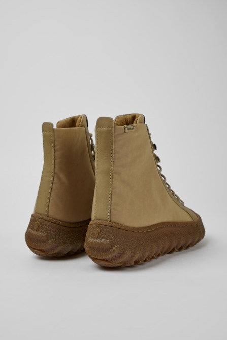 Ground Michelin Beige Textile And Leather Ankle Boots For Women Camper New Arrivals