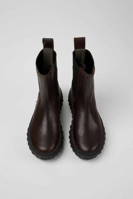 Ground Michelin Dark Brown Leather Ankle Boots For Women Camper New Arrivals