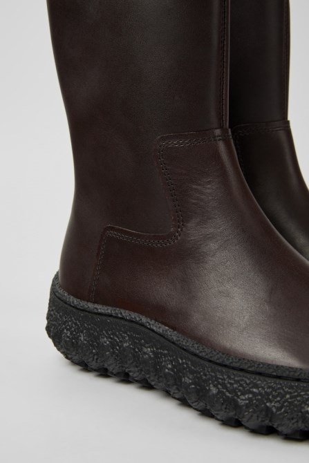 Exclusive Camper Ground Michelin Dark Brown Leather Boots For Women