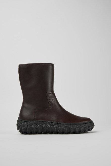 Exclusive Camper Ground Michelin Dark Brown Leather Boots For Women