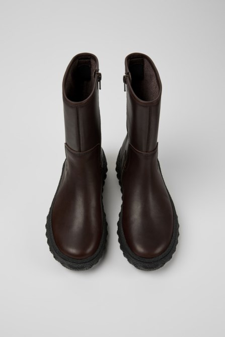 Exclusive Camper Ground Michelin Dark Brown Leather Boots For Women