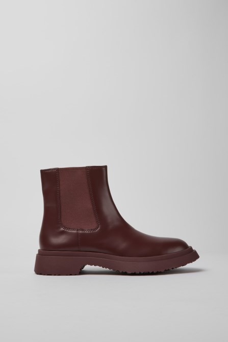 Camper Design Walden Burgundy Leather Boots For Women