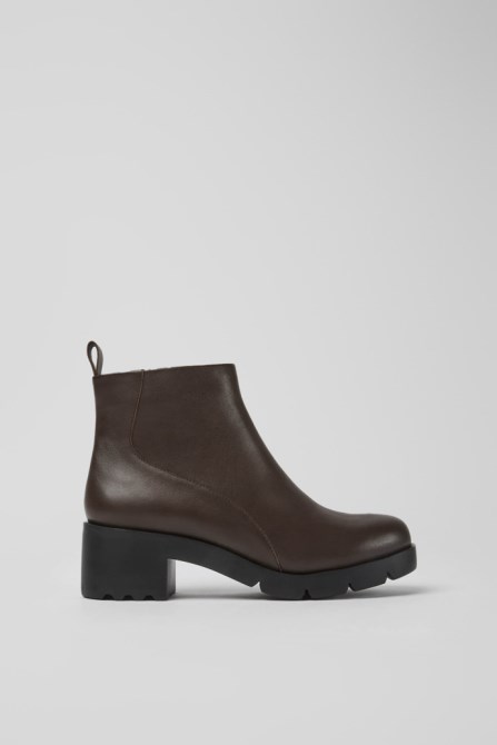 Camper Design Wanda Dark Brown Zip Ankle Boot For Women