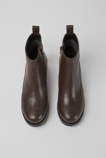 Camper Design Wanda Dark Brown Zip Ankle Boot For Women