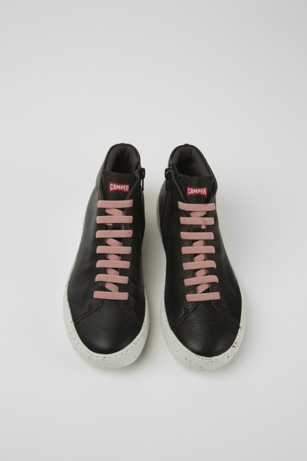 Design Peu Touring Black Leather Sneakers For Women Camper