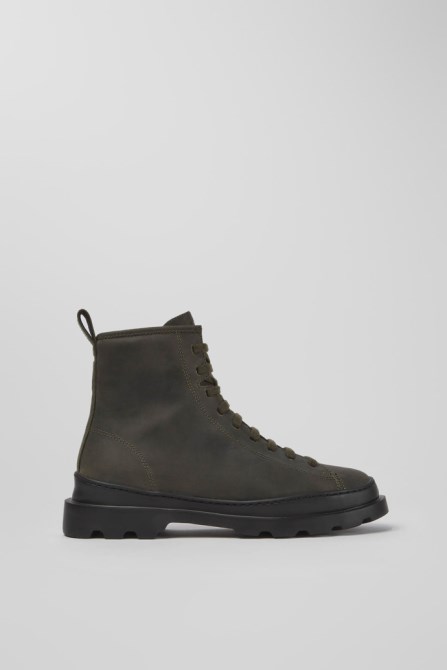 Brutus Dark Green Waxed Nubuck Lace-Up Boots Exclusive Camper
