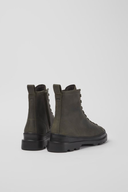 Brutus Dark Green Waxed Nubuck Lace-Up Boots Exclusive Camper