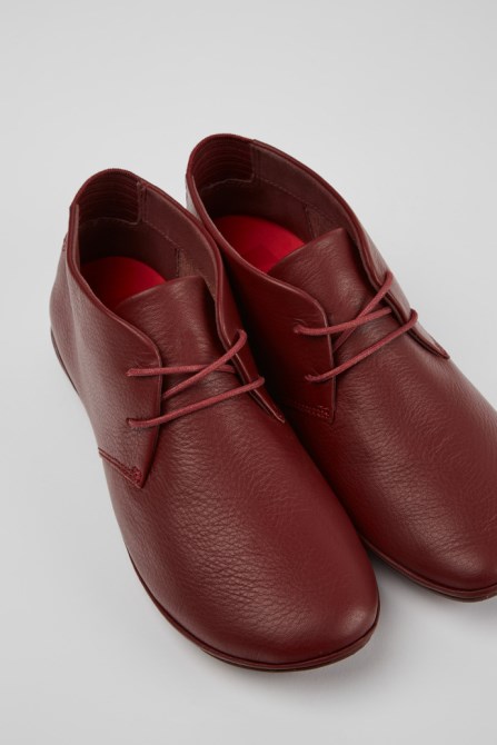 Right Burgundy Leather Shoes For Women Exclusive Camper