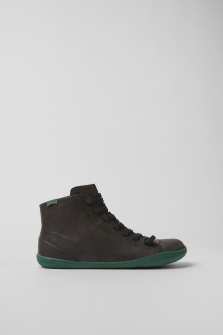 Peu Gray Leather Ankle Boots For Women Exclusive Camper