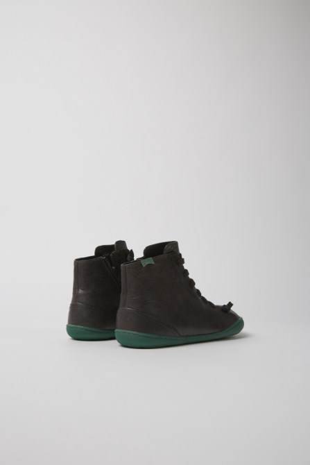 Peu Gray Leather Ankle Boots For Women Exclusive Camper