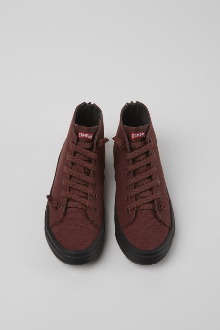 Borne Burgundy Textile Ankle Boots For Women Exclusive Camper