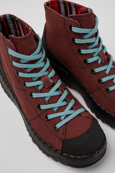 Camper Design Teix Burgundy Rubber And Bci Cotton Boots