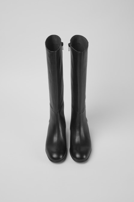 Katie Black Leather Boots With Heels Exclusive Camper