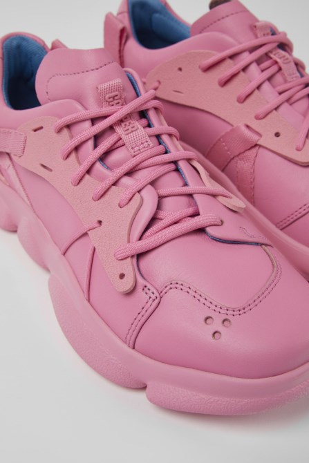 Karst Pink Leather And Textile Sneakers For Women Camper New Arrivals