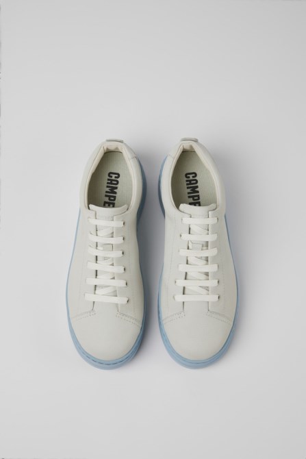 Runner Up White And Blue Non-Dyed Leather Sneakers For Women Camper New Arrivals