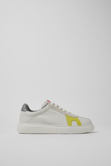 Design Runner K21 White Non-Dyed Leather And Nubuck Sneakers For Women Camper