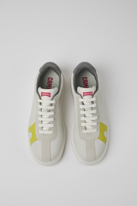 Design Runner K21 White Non-Dyed Leather And Nubuck Sneakers For Women Camper