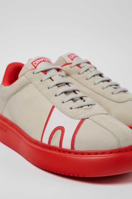Runner K21 Gray And Red Textile And Nubuck Sneakers For Women Camper New Arrivals