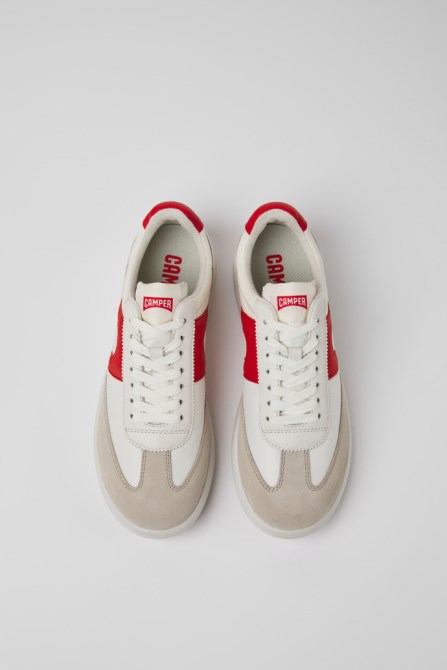 Camper Pelotas Xlite White And Red Leather And Textile Sneakers For Women New Arrivals