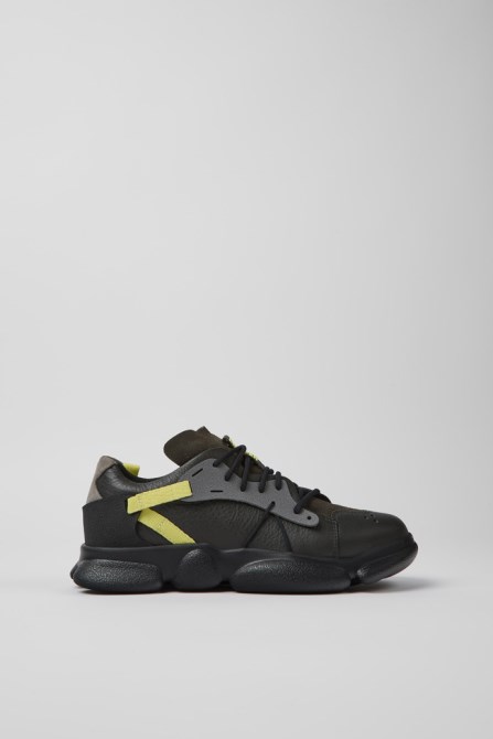 Design Twins Gray Yellow And Black Leather Sneakers For Women Camper