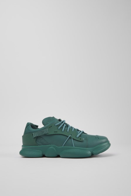Camper Design Karst Green Leather And Textile Sneakers For Women