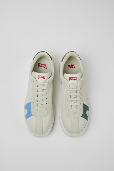 Camper Design Twins White Non-Dyed Leather Sneakers For Women