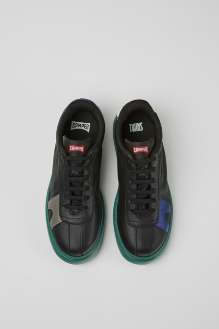 Twins Black And Blue Leather Sneakers For Women Camper New Arrivals